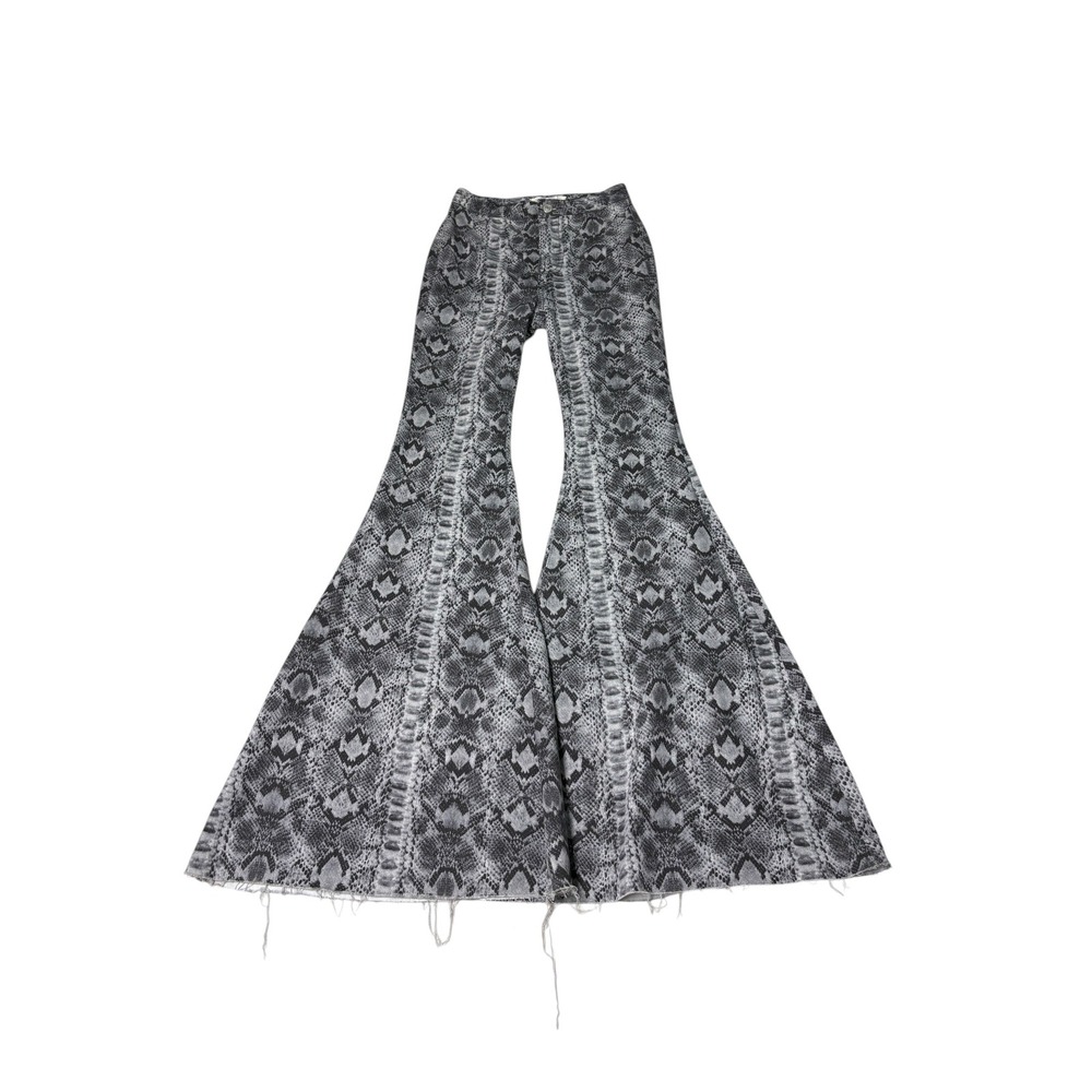 Free People We The Free Just Float On Snake Print Flare Jeans Grey Womens 25X33